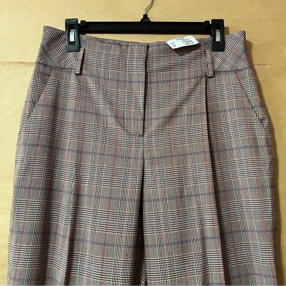 Olivia Palermo | NWT Plaid Trousers High Waisted Pants Auburn Size 10 - Picture 3 of 10